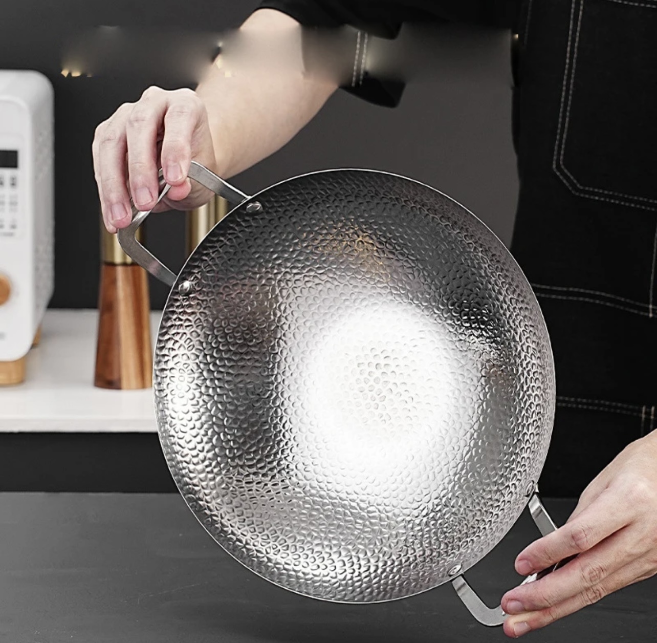 Stainless Steel Wok Without Stand - Image 3