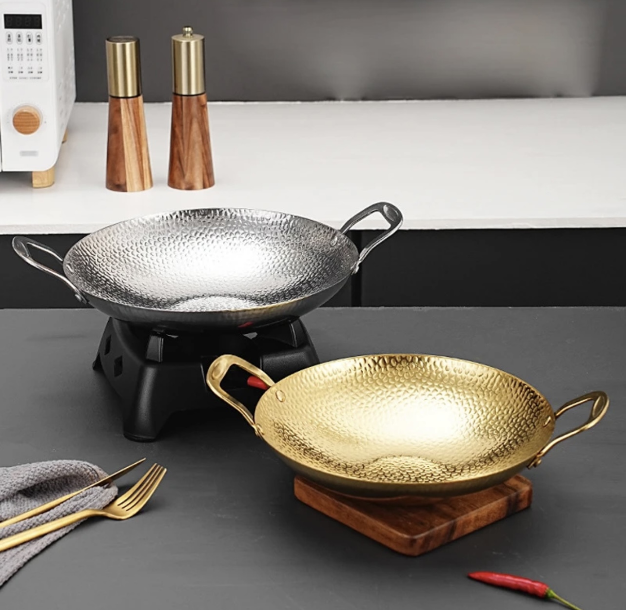Stainless Steel Wok Without Stand - Image 4