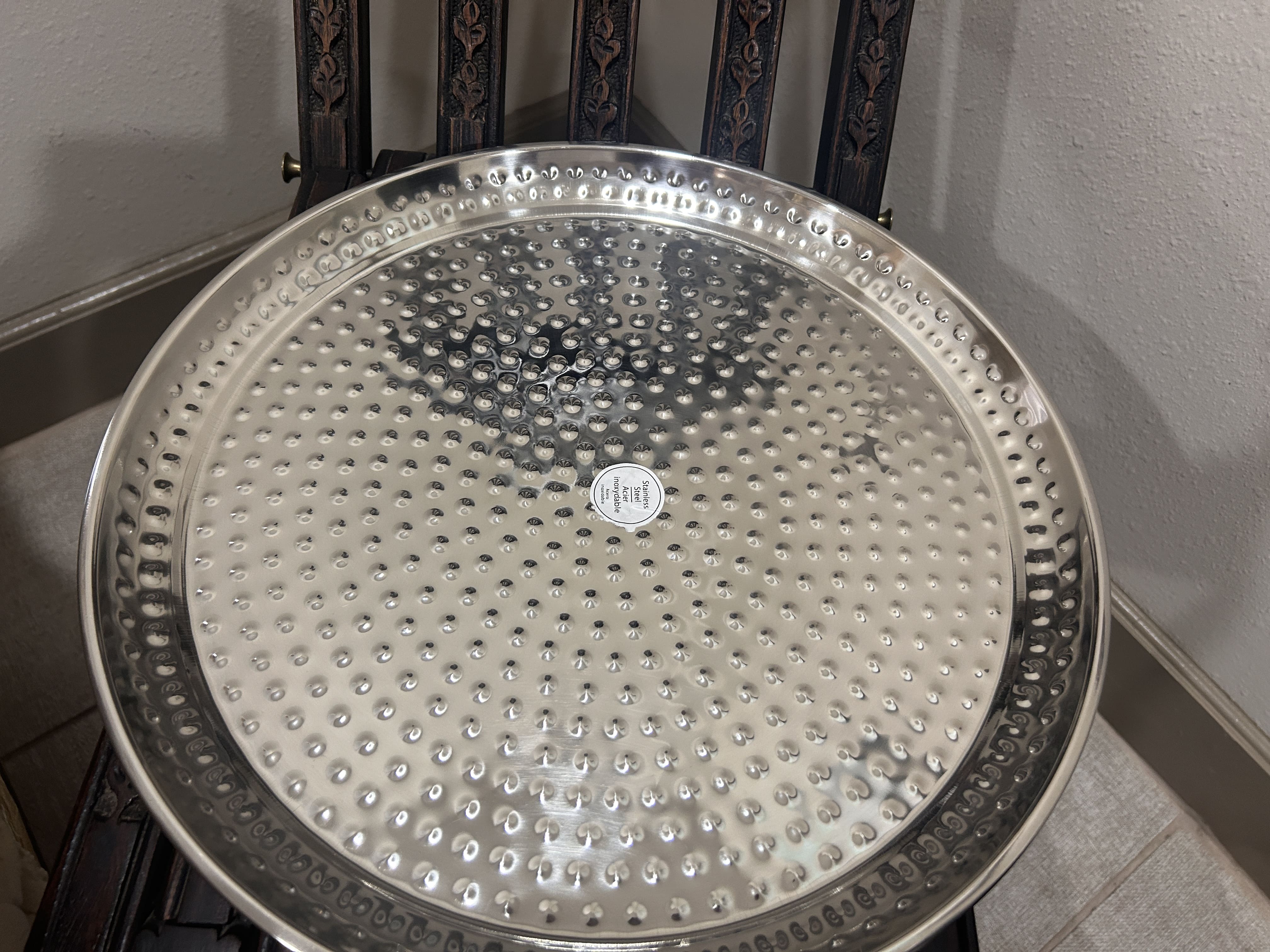 Stainless Steel Hammered Serving Tray - Image 2