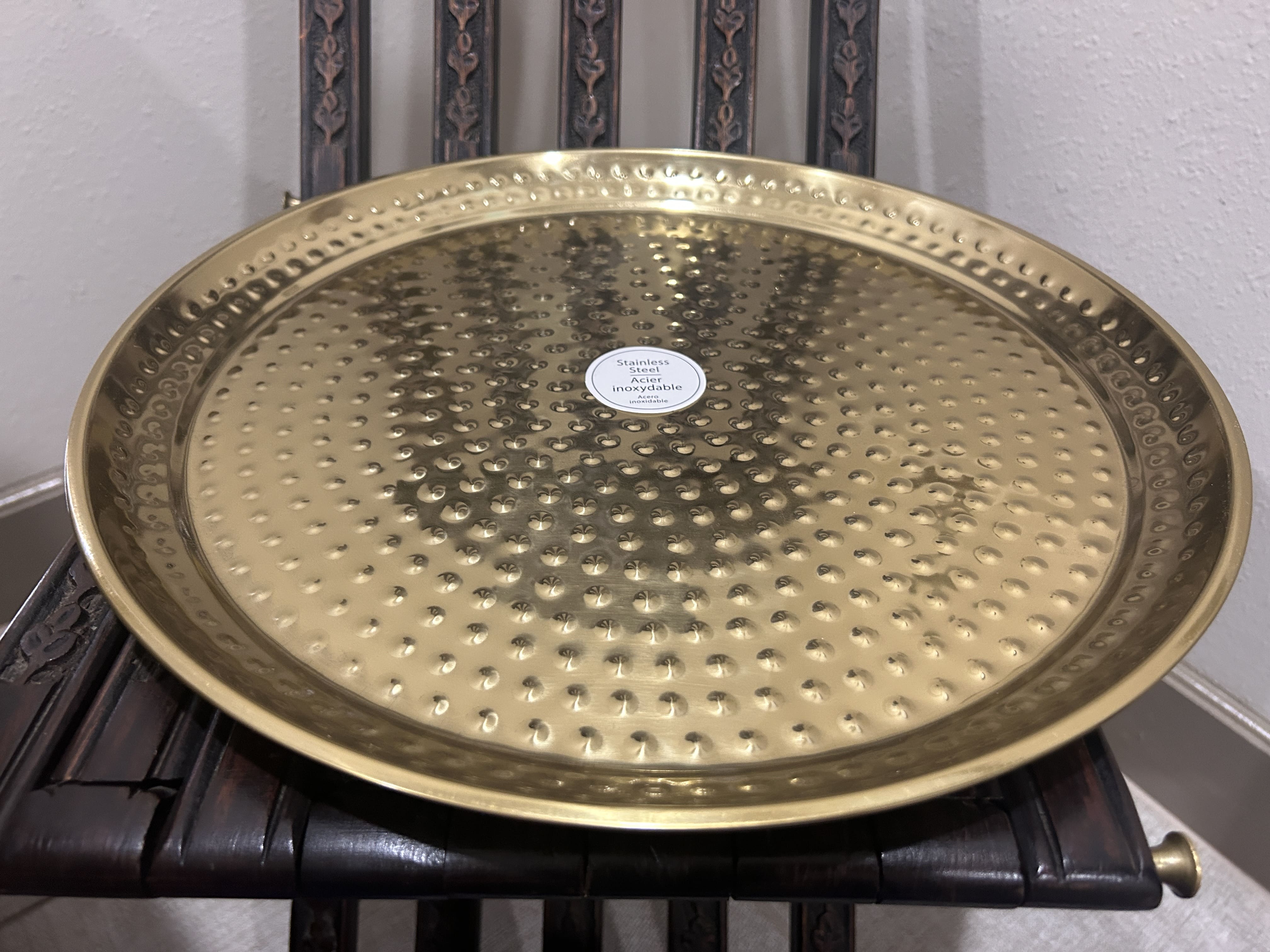 Stainless Steel Hammered Serving Tray - Image 3