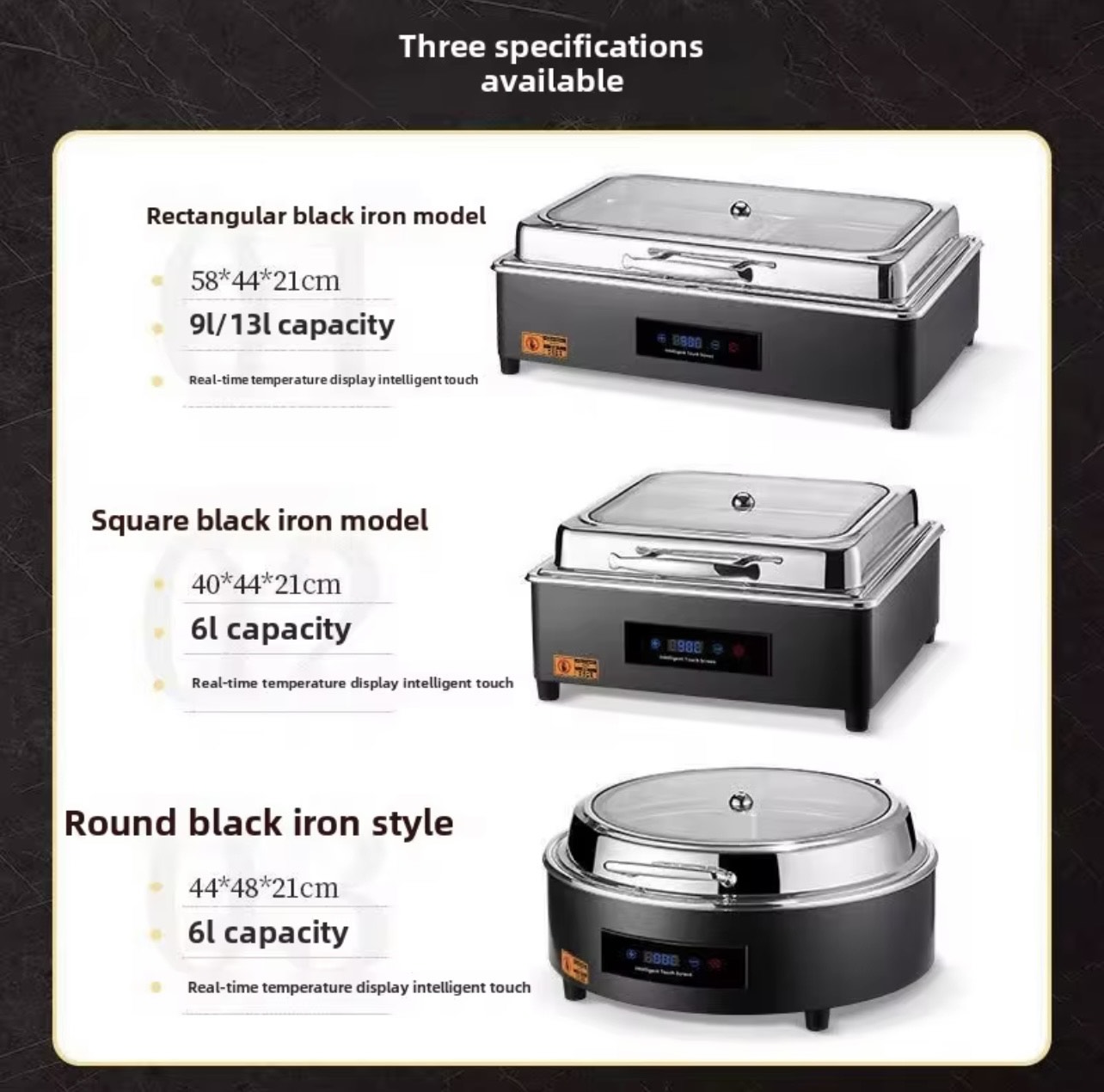 Electric black base food warmers - Image 3