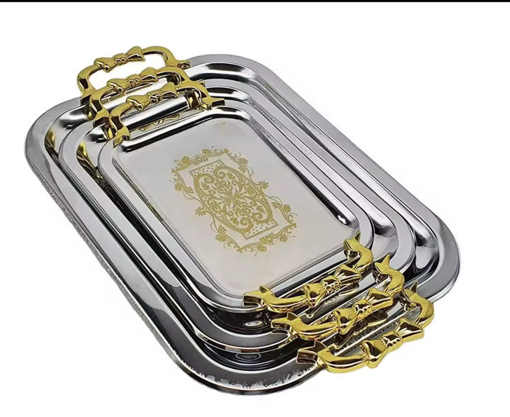 New luxury design stainless steel tray ( set of 3) Gold - Image 4