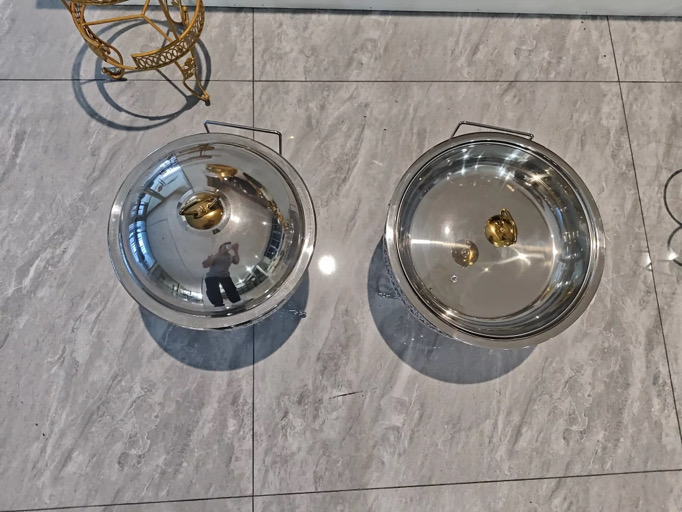 luxury silver food warmers with side stand - Image 2
