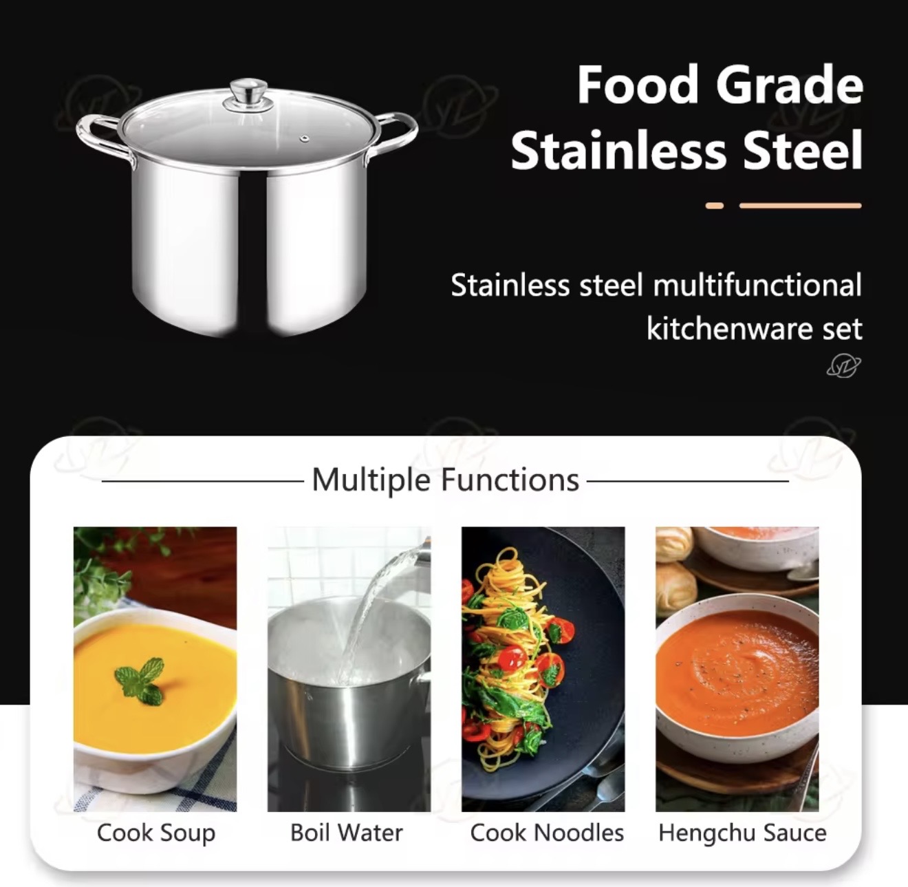 Stainless Steel Cooking Pot With Glass Lid (Set of 6) - Image 3